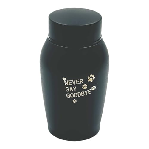 Little Family Members Pet Cremation Urn Engraved Stainless Steel Medium Black D1 von Little Family Members