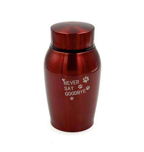 Little Family Members Pet Cremation Urn Engraved Stainless Steel Medium Red D1 von Little Family Members