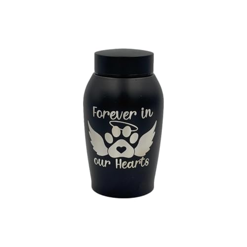 Little Family Members Pet Cremation Urn Engraved Stainless Steel Medium Black D2 von Little Family Members