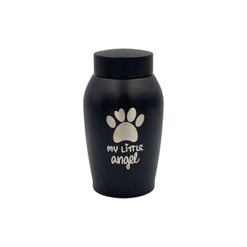 Little Family Members Pet Cremation Urn Engraved Stainless Steel Medium Black D4 von Little Family Members