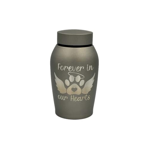 Little Family Members Pet Cremation Urn Engraved Stainless Steel Medium Gray D2 von Little Family Members