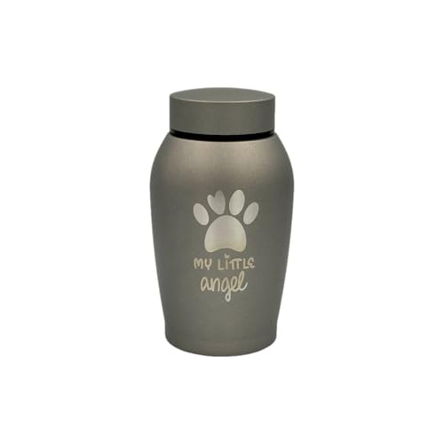 Little Family Members Pet Cremation Urn Engraved Stainless Steel Medium Grey D4 von Little Family Members