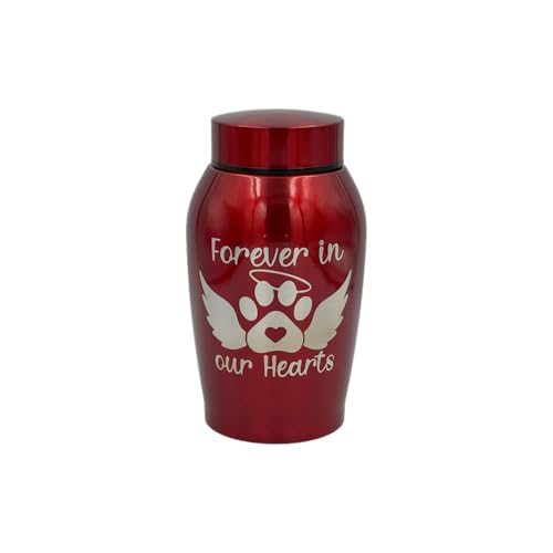 Little Family Members Pet Cremation Urn Engraved Stainless Steel Medium Red D2 von Little Family Members