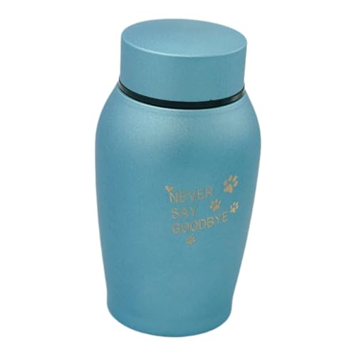 Little Family Members Pet Cremation Urn Engraved Stainless Steel Small Blue D1 von Little Family Members