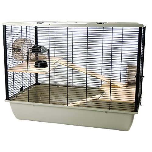 Little Friends Langham Tall Rat and Hamster Cage with Two Floors, 77 x 47 x 58 cm, Silver/ Black von Little Friends