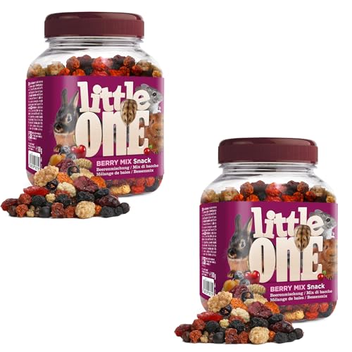 Little One Berry Mix | Doppelpack | 2 x 180 g | Ergänzungsfutter für Nagetiere und Zwergkaninchen | Getrocknete Vogelbeeren, Preiselbeeren, Rosinen, Kirschen, Wacholder und mehr von Little One