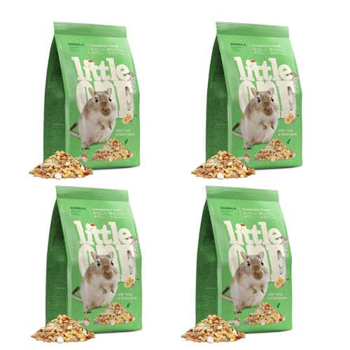 Little One Gerbils | 4er Pack | 4 x 400 g | Alleinfutter für Rennmäuse | Kann den vollen Bedarf an Eiweißstoffen, Fetten, Kohlenhydraten, Mineralstoffen und Vitaminen Decken von Little One