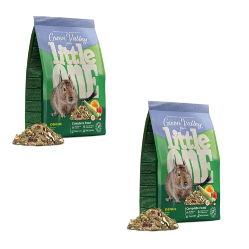 Little One Green Valley Degus | Doppelpack | 2 x 750 g | Faserfutter für Degus | Aus 60 verschiedenen Wiesengräsern und -kräutern bestehendes Heimtierfutter von Little One