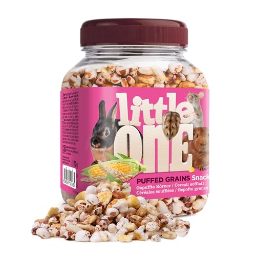 Little One Puffed Grains Snack | 70 g | Ergänzungsfuttermittel für Nagetiere und Zwergkaninchen | Enthält gepufften Weizen, Gerste und Mais | Mit wertvollen Eiweißstoffen von Little One