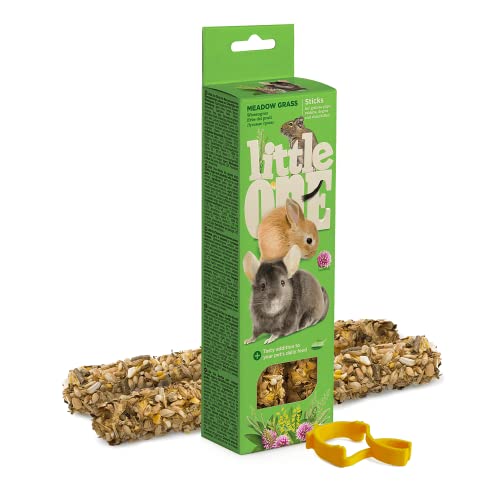 Little One Sticks Meadow Grass | 160 g | Ergänzungsfutter für Meerschweinchen, Zwergkaninchen, Degus und Chinchillas | Kann dabei helfen die Zahnpflege zu unterstützen von Little One