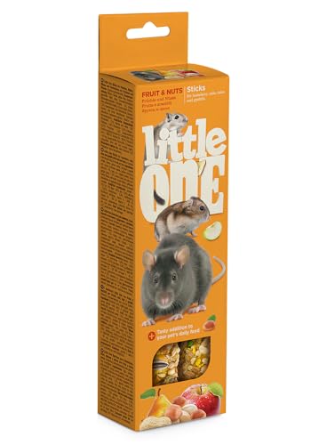 Little One Sticks für Hamsters, Ratten, Mäuse und Rennmäuse mit Früchten und Nüssen in Schachtel, 4er Pack (4 x 120 g) von Little One