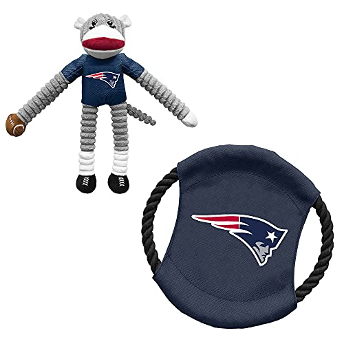 Littlearth NFL New England Patriots Sock Monkey and Flying Disc Pet Toy Combo Set von Little Earth Productions