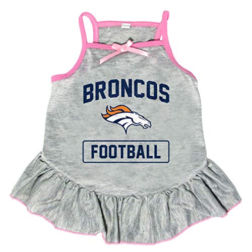 Littlearth Unisex-Erwachsene NFL Denver Broncos Haustierkleid mit Team-Logo und Namen, Grau, Größe S von Little Earth Productions