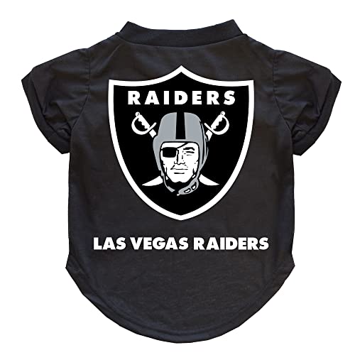 Littlearth Las Vegas Raiders NFL Dog Uni Modern Black Letter Print T-Shirt, Größe M von Little Earth Productions