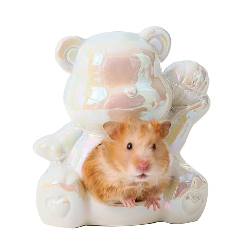 Littledropet Hamster-Hütte aus Keramik, Bär, scharf, kühlendes Kleintierbett für Zwerghamster, Rennmäuse, Mäuse (Weiß, S) von Littledropet