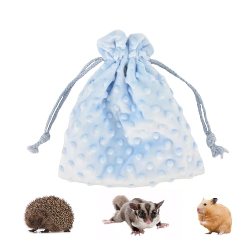 Sugar Glider Bonding Pouch Tragetasche für Kleintiere, gepunktetes Fleece, Hamster, Eichhörnchen, Igel, Ratten, Schlafsack, Bett, Versteck für Hamster, Zubehör (Blau, Länge 19,8 x Breite 24,8 cm) von Littledropet