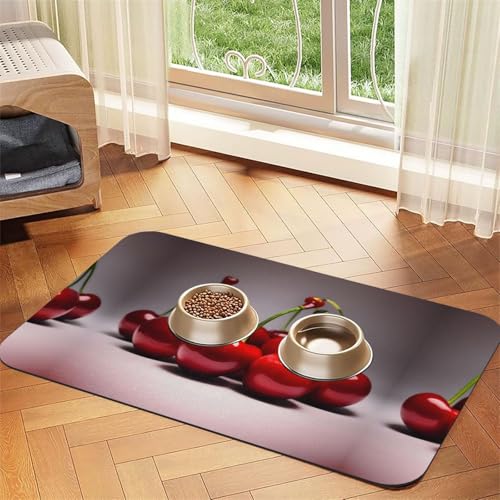 Saugfähige Futtermatte für Haustiere, 30 x 45 cm, Motiv: chilenische Kirschen – schnell trocknendes Futterpad/Leder-Tischset, für Hunde und Katzen, Futternapf Saugfähige Futtermatte für Haustiere, 30 x 45 cm, Motiv: chilenische Kirschen – schnell trocknendes Futterpad/Leder-Tischset, für Hunde und Katzen, Futternapf von LiuMng