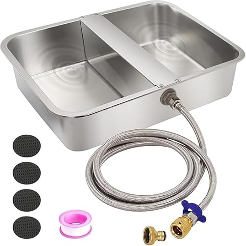 Hundewassernapf Automatischer Wasserspender 13,5 l Edelstahl Große Tränke for Haustiere Wasserspender for Nutztiere(Bowl with Hose pad) von LiuXaofei