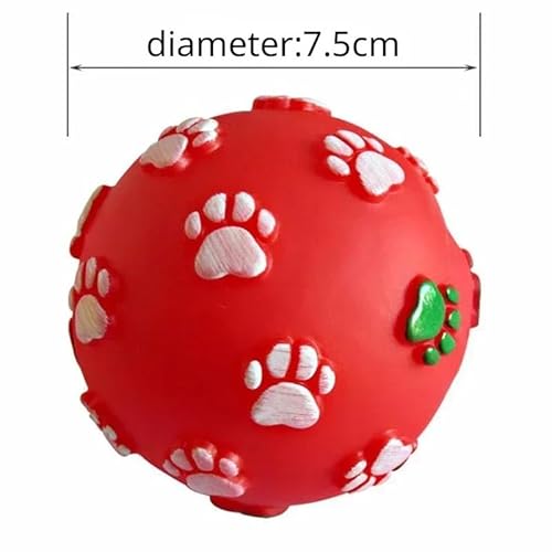 LiuXaofei Gummi-Haustier-Hundepfotenabdruck-Ballspielzeug Sound Quietsch-Quietscher Hund Katze Kauen Interaktiver Ball Quietsch-Spielspielzeug 7cm von LiuXaofei