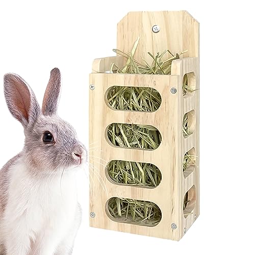 Automatische Futterhäuschen, Kaninchen Heu Feeder Holz Kaninchen Heuregal Heuheuder vertikales stehendes Gras Fütterungsschelfspender für Meerschweinchen Haustier Hasen Hamster Chinchilla von Liummrcy