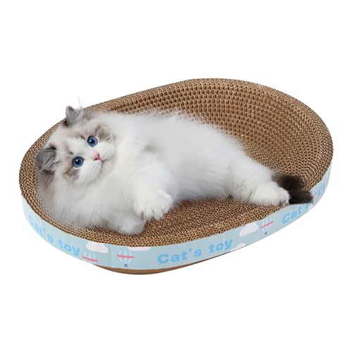 Katzenbetten, Katzenkratzer 2 in 1 Oval Wellpapier Cat Kratzplatten Lounge 17.72x13.39 x 3,54 in Katzenkratzbett für Haustiere unter 6,6 Pfund Schleifklau von Liummrcy