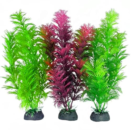 Liummrcy Aquarienzubehör, künstliche Aquarienpflanzen, 3 Stück, 30 cm, Kunststoff-Aquarienpflanzen mit Sockel, lebensechte Grünpflanzen zur Aquariendekoration von Liummrcy