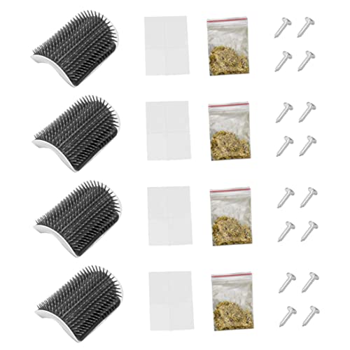 Liummrcy Cat Self Groomer Wall Eck Massage Kamm mit Katzenfischschrauben Pflegepinsel für Kätzchen 4pcs, Haustierbürsten von Liummrcy