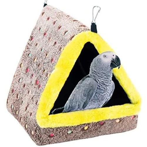 Liummrcy Katzenkäfige Zubehör, Papageien Nest Triangular Plush Winter Herbst Vogel Hütte Wärme Hängevogel Nest Ruhestandbett für mittel und große Papageien von Liummrcy