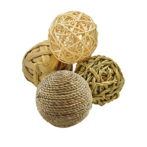 Liummrcy Kleine Tiere Spielzeug, Haustiere Spielen Grasball Rattan kauen Spielzeug Kaninchen -Strohball Spaß beim Kinderspielzeug für Kaninchen Meerschweinchen Rennmäuse 4pcs von Liummrcy