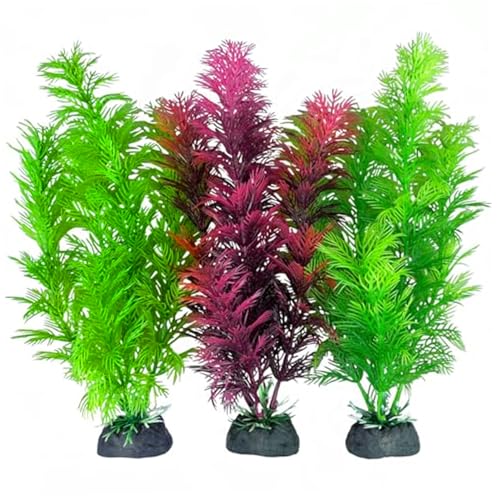 Liummrcy Künstliche Aquariumpflanzen 3pcs 11,8 Zoll Plastikfischtankpflanzen mit lebensbezogenen grünen Pflanzen für Aquariendekoration, Haustierplastikpflanzen von Liummrcy