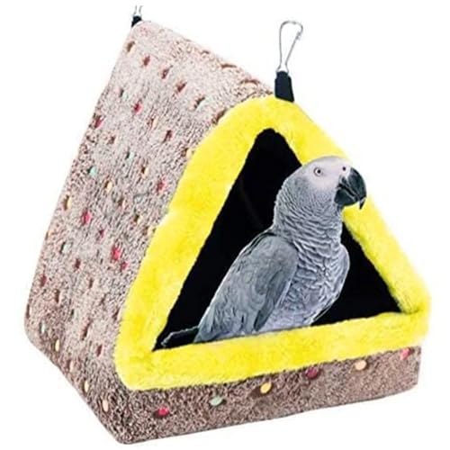 Liummrcy Papageiennest Triangular Plüsch Winter herbsten Vogelhütte Wärme Hängevogel Nest Schlaf Ruheband für mittel und große Papageien, Haustiernester von Liummrcy