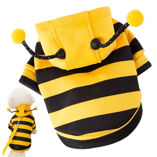 Welpen Halloween Kostüme für Hunde, Hundebienenkostüm süß ＆ Lustige Hummel Bienenhunde Kostüm mit D Ringgröße XXL weiche Hundetuhere -Hoodie -Winter -Outfit Halten Sie Haustiere warm für kleine Hund von Liummrcy