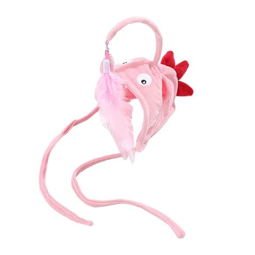 Liuyoyo Katzen-Angel-Kopfschmuck-Spielzeug, Katzen-Angel-Kopfschmuck-Teaser-Spielzeug, Lustiges Katzenspielzeug, Interaktives Katzen-Angel-Kopfschmuck-Spielzeug, Interaktives,(Rosa Dinosaurier) von Liuyoyo