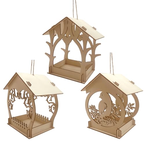 Liuyoyo Vogelhaus-Set, DIY Holz-Vogelhäuschen, Vogelhaus-Futterspender-Set, Holz-Vogelhäuser, Finken-Vogelhaus, Holz-Heimdekoration, Locken Schöne Vögel in Ihren Garten und Hof von Liuyoyo