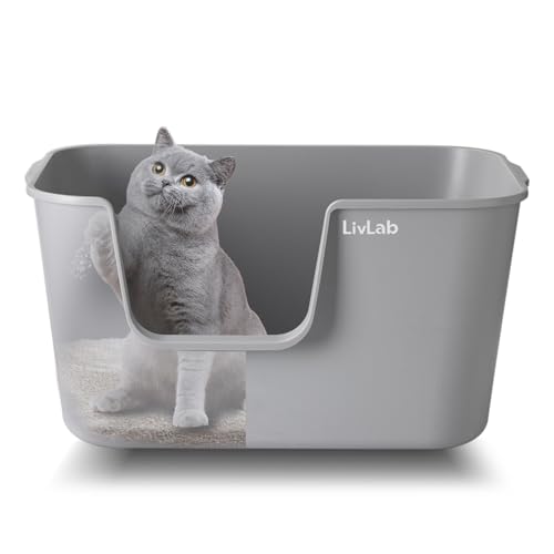 LivLab 62,5 x 42,4 x 32,3 cm in Katzentoilette – extra große Katzentoilette, hochseitige Katzentoilette, PP-Material, Katzentoilette, BPA-frei (HUI) von LivLab