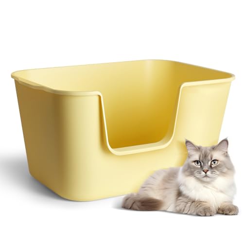 LivLab Katzentoilette mit offener Oberseite, 62,5 x 42,4 x 32,3 cm, hohe Seite für große Katzen, niedriger Einstieg für Kätzchen, langlebiges BPA-freies PP-Material, einfach zu montieren und zu von LivLab