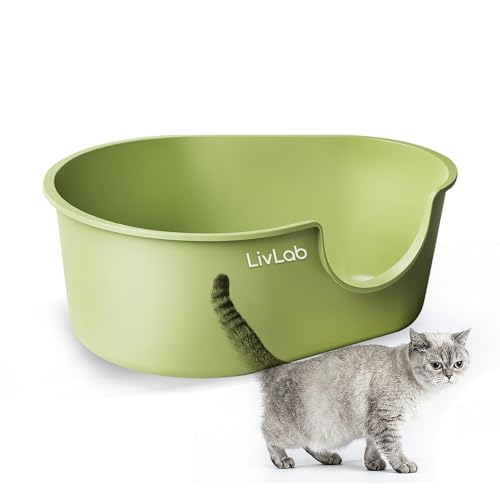 LivLab Spritzsichere Katzentoilette, 58,9 x 42,2 x 24,9 cm (L x B x H), extra große Katzentoilette, werkzeuglose Montage, Multi-Katzentoilette, Jumbo-Katzentoilette, Grün von LivLab