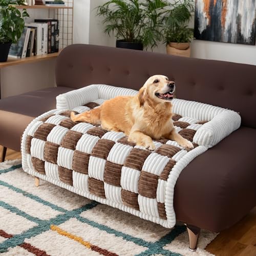 LiveGo Haustier-Couchbezüge für Sofa, Hundesofa, Bettmatte, waschbarer Plüsch-Couchbezug für Hund, Möbelschutz, Haustier-Sofa-Matte für Hunde und Katzen, flauschiges Hunde-Couch-Bett mit rutschfester von LiveGo