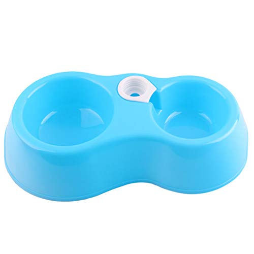 Livecitys Cat Dog Feeder Flasche, Trinkbrunnen Haustier Double Bowl Dual-Zweck Steckbare Wasserflasche Blau von Livecitys