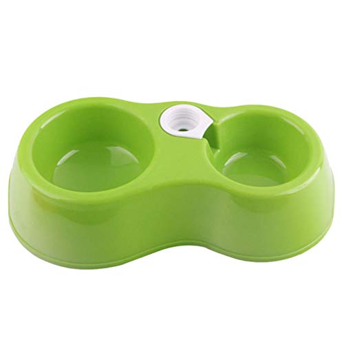 Livecitys Cat Dog Feeder Flasche, Trinkbrunnen Haustier Double Bowl Dual-Zweck Steckbare Wasserflasche Grün von Livecitys