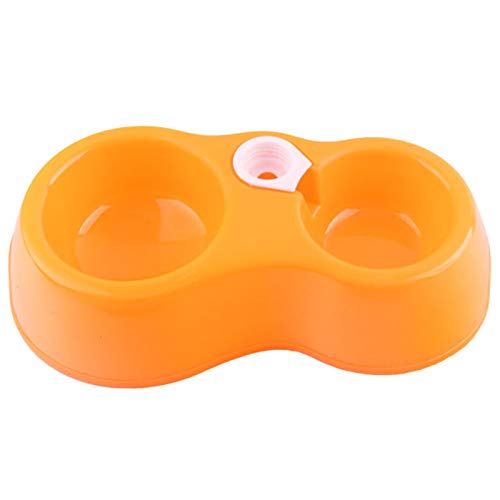 Livecitys Cat Dog Feeder Flasche, Trinkbrunnen Haustier Double Bowl Dual-Zweck Steckbare Wasserflasche Orange von Livecitys