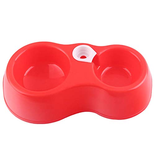 Livecitys Cat Dog Feeder Flasche, Trinkbrunnen Haustier Double Bowl Dual-Zweck Steckbare Wasserflasche Rot von Livecitys