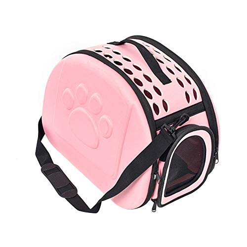 Livecitys Dog Cat Carrier Cage, Tragbare Praktische Modische Atmungsaktive Faltbare Umhängetasche Für Haustierträger Pink S von Livecitys