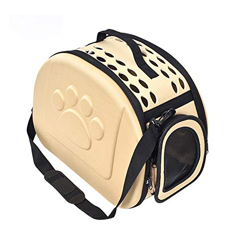 Livecitys Dog Cat Carrier Cage, Tragbare Praktische Modische Atmungsaktive Faltbare Umhängetasche Für Haustierträger Golden S von Livecitys