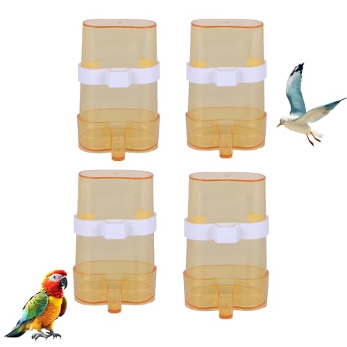 4 Stück Vogel Wasserspender,Liwein Automatischer Vögel Futterspender Birds Wasserspender Kunststoff Birds Futterspender Vögel Trinkflaschen Futternapf für Bird Parrot Pigeon Vogel Wasserspender(Gelb) von Liwein