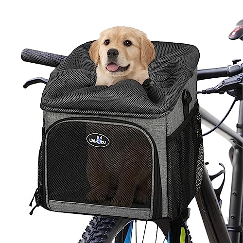 Lixada Haustier Fahrradtasche für Hunde Katzen, Hunde-Fahrradkorb-Träger, faltbar, abnehmbar mit Atmungsaktiv Netzfenster Faltbar für Kleine Mittlere Hunde und Katzen von Lixada