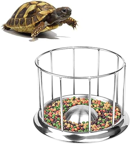 Edelstahl-Landschildkröte Reptilien Rock Food Wasserschale，Schildkröten Futterautomat Futter- und Wasserbehälter FutternapfLarge Fütterungstablett Vogelfütterungsbecken (Large (7.5*4.8*1.9in)) von LlYlFWES