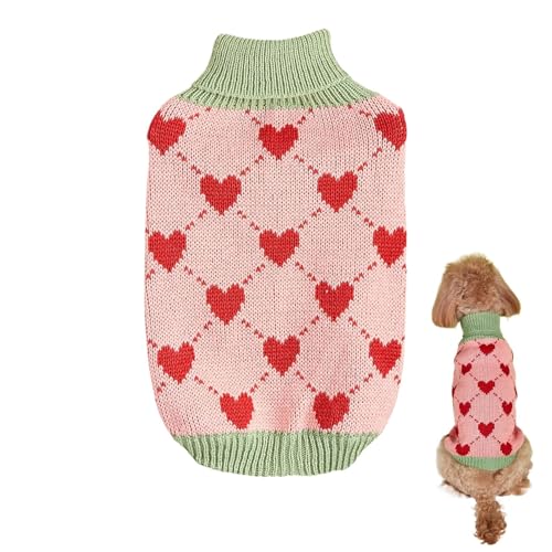 Lmaisdh Hunde-Strickpullover, Haustierkleidung, Hundepullover, Wintermantel, Strickpullover, Katzenpullover, Herz-Hundekleidung, Rollkragenpullover für kleine Katzen und Hunde von Lmaisdh