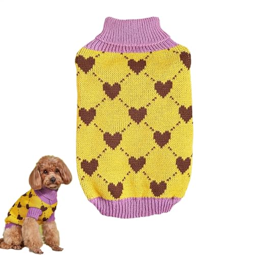 Lmaisdh Hundepullover | Haustierkleidung Hundepullover – Wintermantel Strickpullover, Katzenpullover mit Herzmotiv, Rollkragenpullover für kleine Katzen und Hunde von Lmaisdh