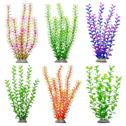 Lmzzdld 6-Teiliges Aquarium-Landschaftsdekorationsset-Set, Simulationspflanzenlandschaft, Aquatische Kunststoff-Aquarium-Seidenblumen-Aquarium-Dekorationsset von Lmzzdld